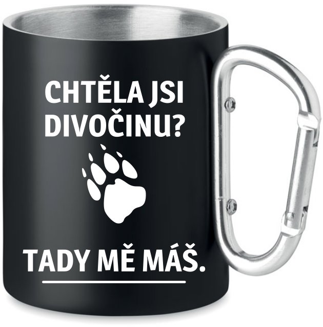 Coolkousky Plechový hrnek s karabinou - divočina