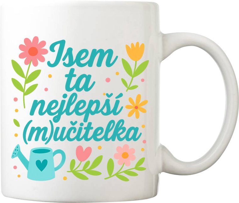 Coolkousky Hrnek porcelánový s potiskem pro učitele/ku- Květiny