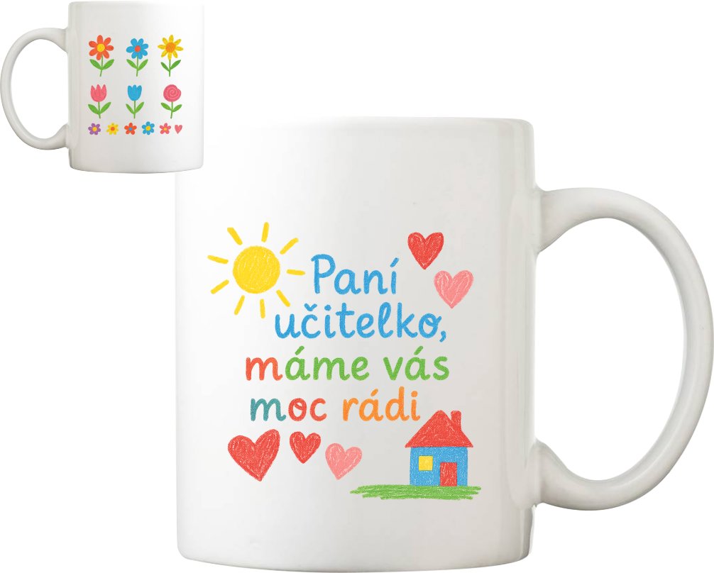 Coolkousky Hrnek porcelánový s potiskem pro učitele/ku- Dětsky malované