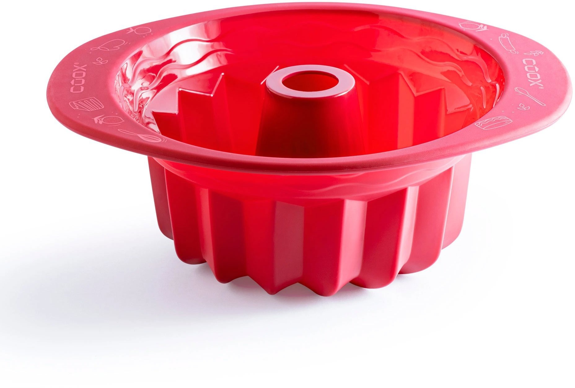 COOX Silikonová forma na bábovku s lemem pro uchopení průměr 24 cm, červená