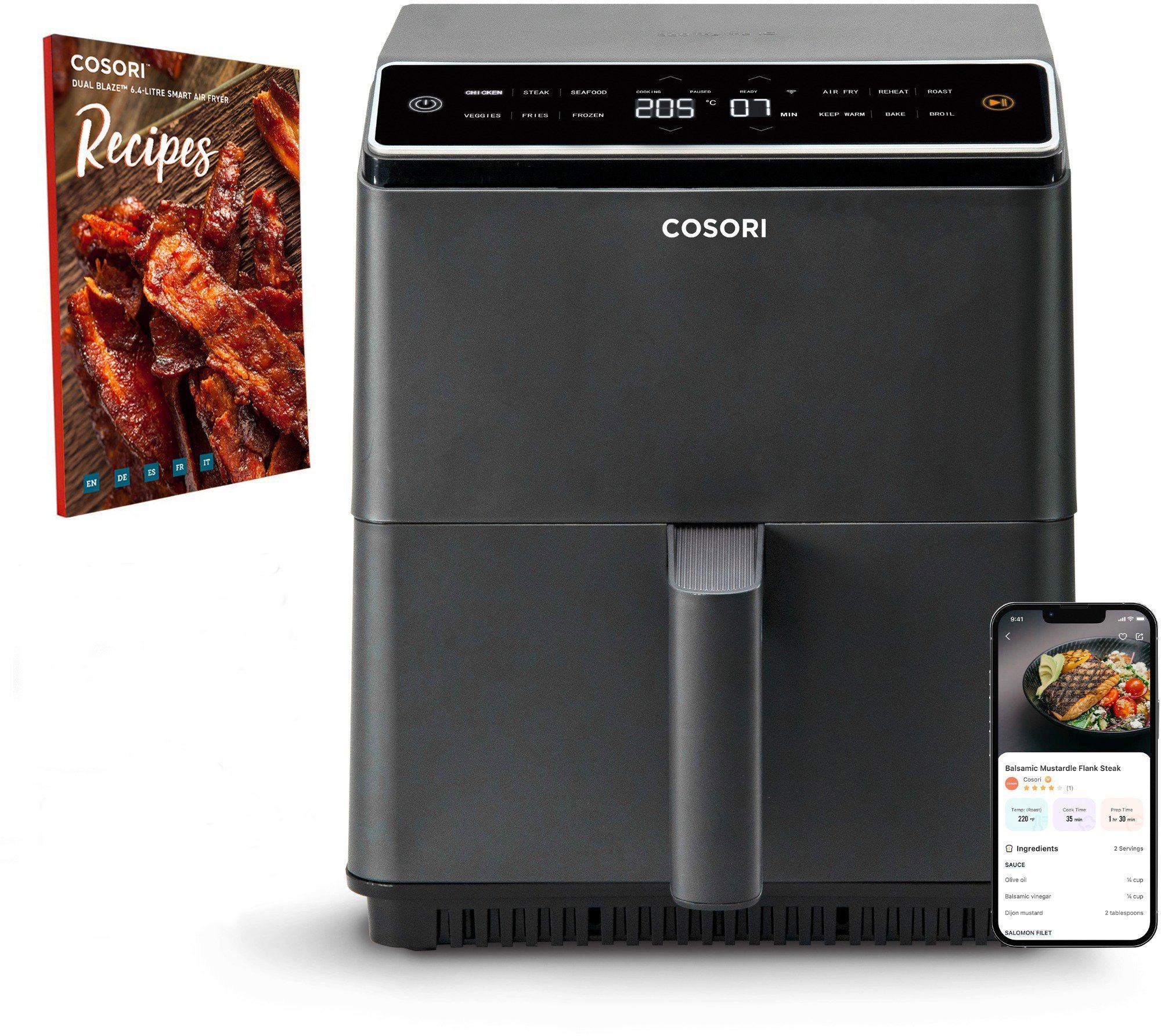 Cosori Dual Blaze Smart 6,4 L + 5 × špíz a rošt, černá