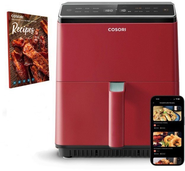 Cosori Dual Blaze Smart 6,4 L + 5 × špíz a rošt, červená