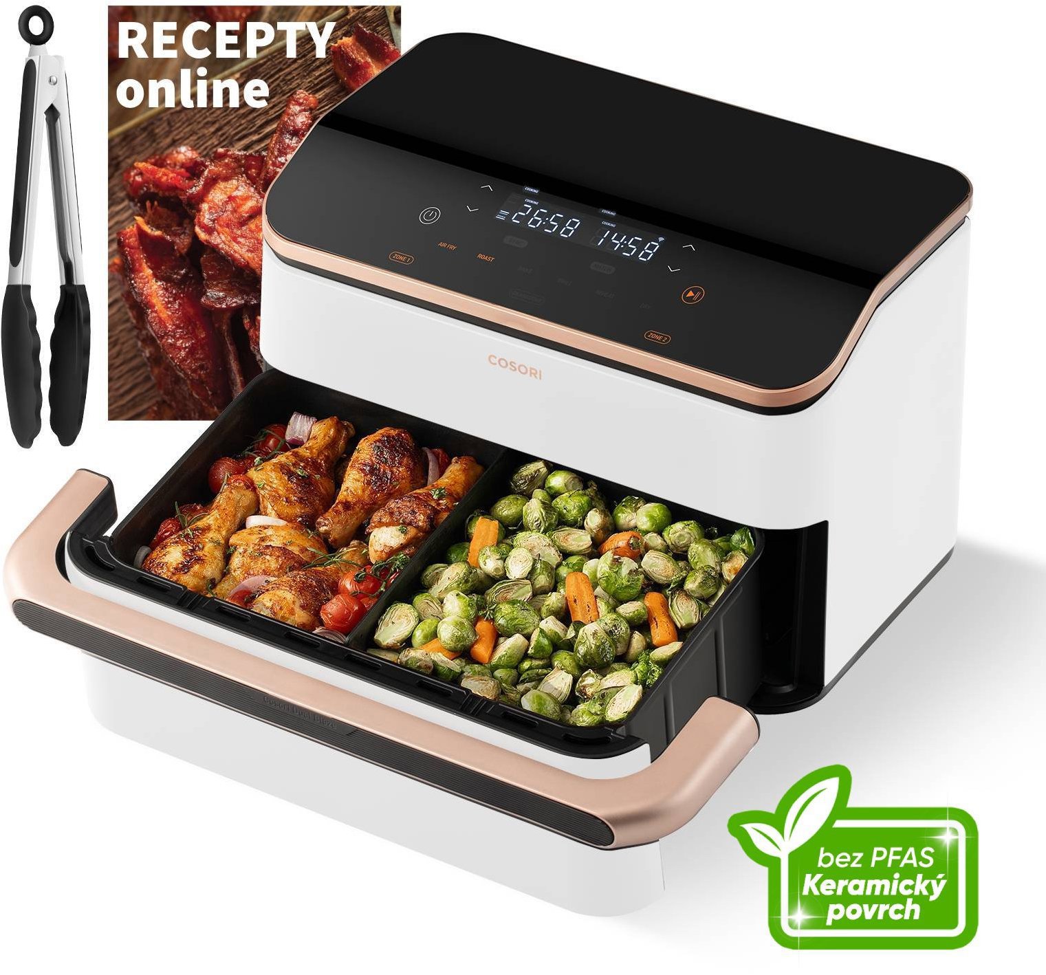 Cosori TF101S Dual Blaze TwinFry 10 l keramika, bílá