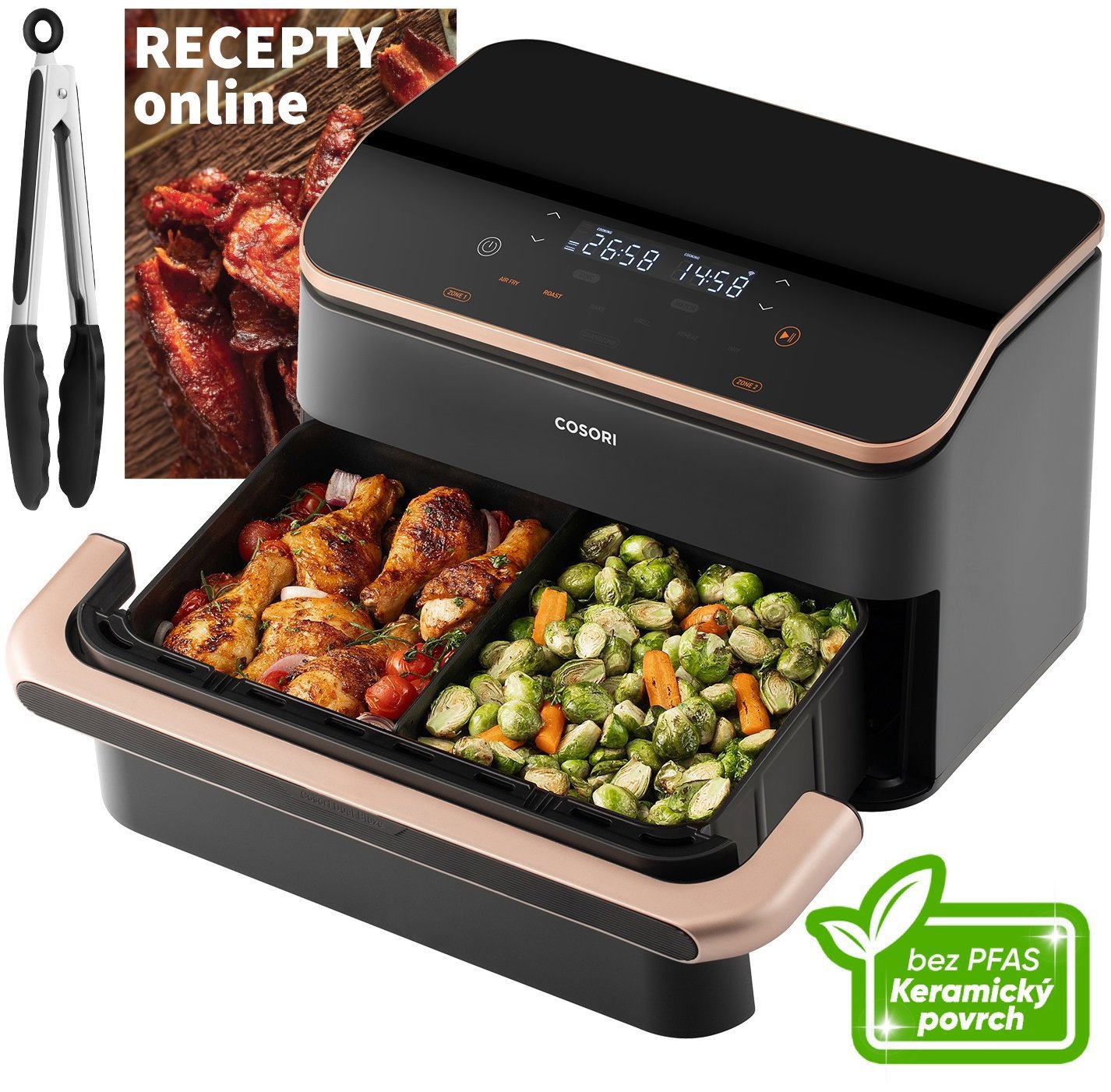 Cosori TF101S Dual Blaze TwinFry 10 l keramika, černá