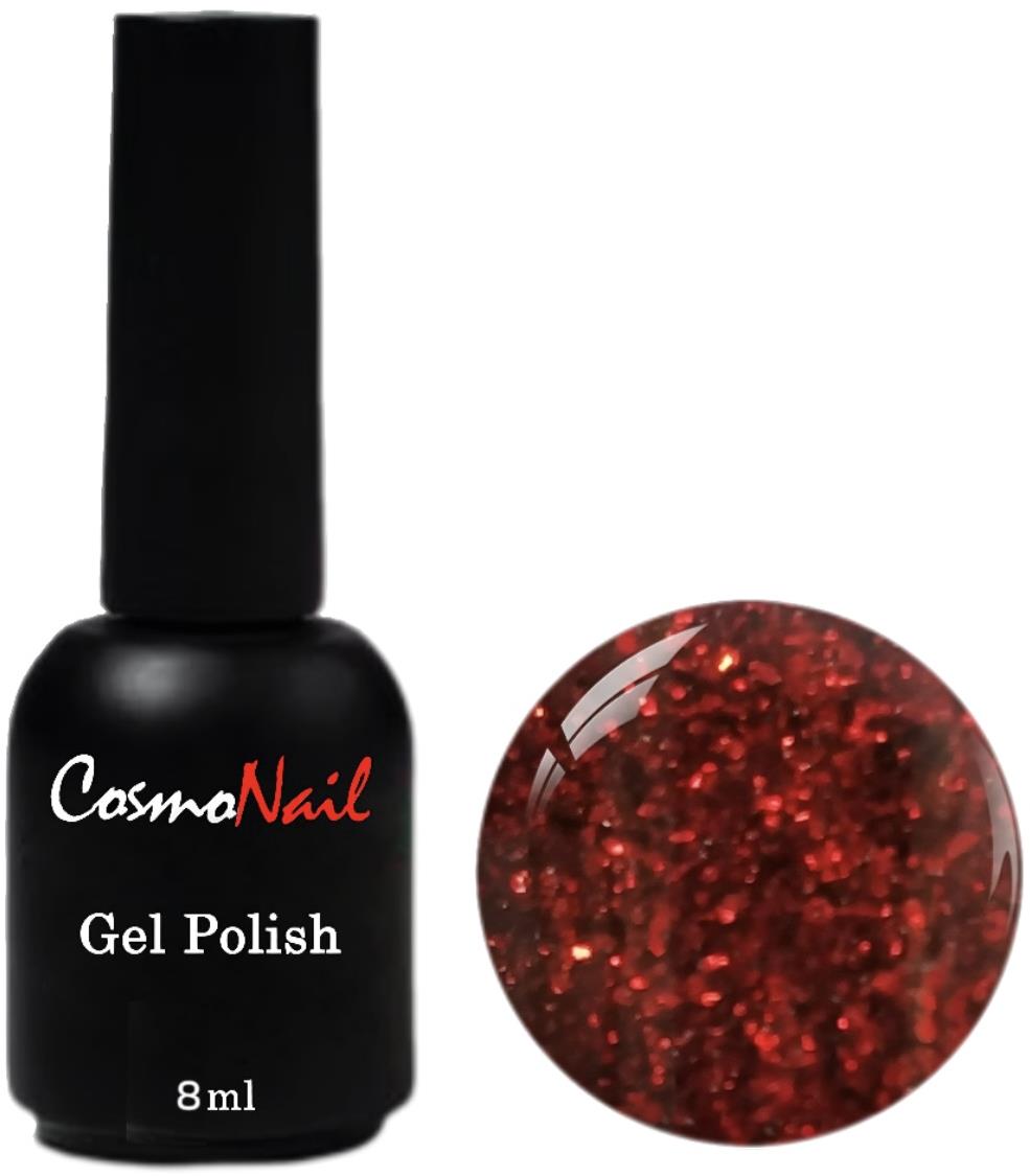 Cosmonail gel polish Red glitter 001, 8 ml