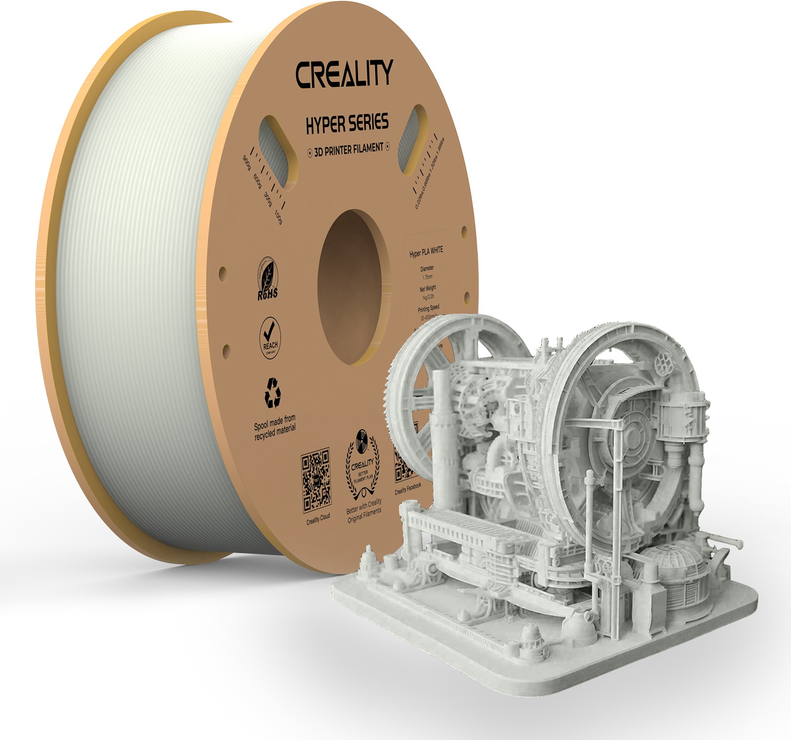 Creality Hyper PLA 1kg Bílá - vysoce kvalitní filament pro 3D tisk