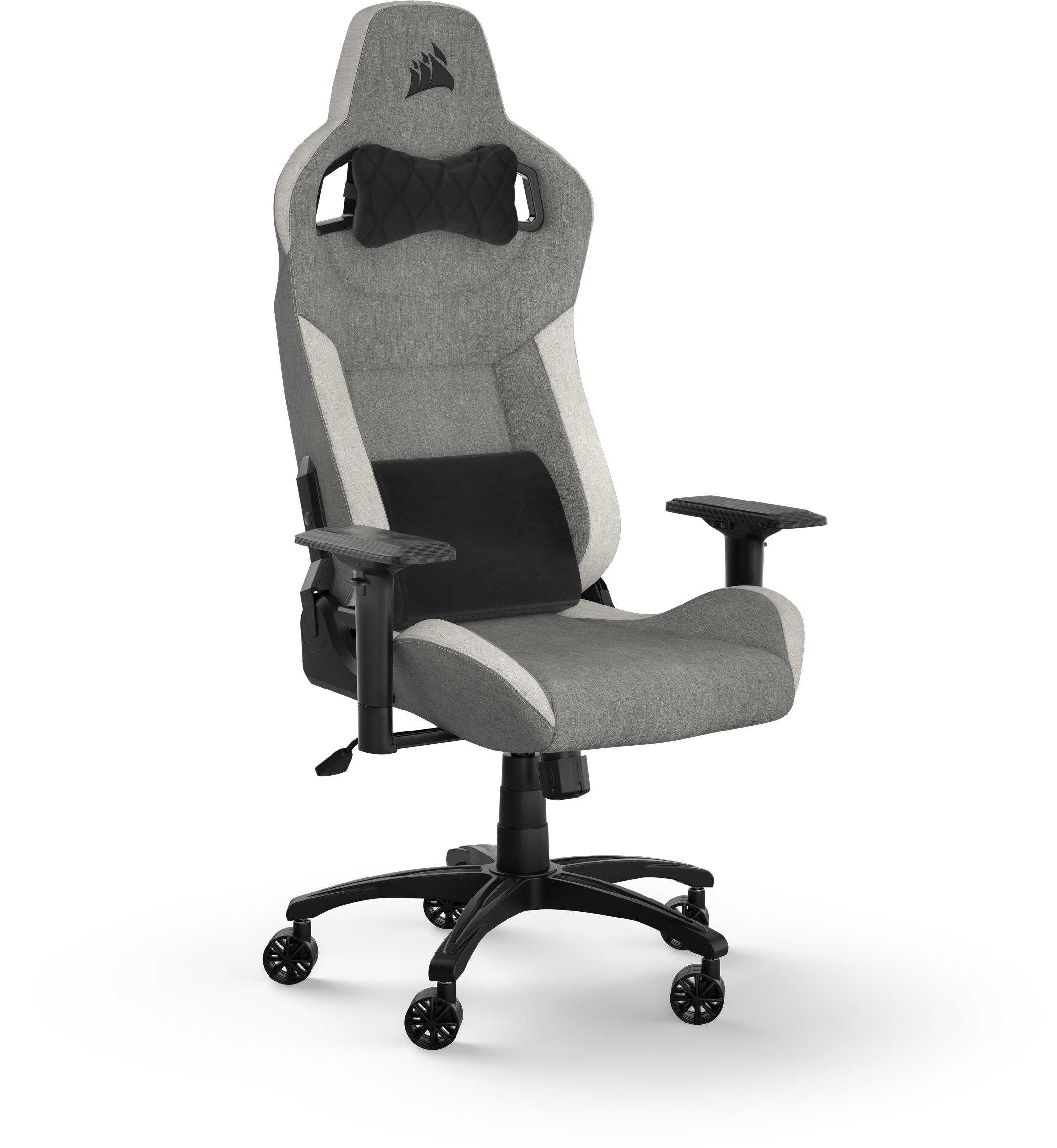 Herní židle Corsair T3 RUSH v šedé a bílé barvě
