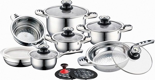 CS Solingen Sada nádobí nerez s teploměrem AURICH 16ks CS-065843