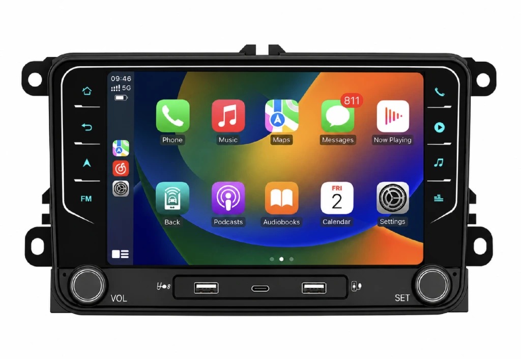 ESSGOO Autorádio Volkswagen, Škoda, Seat s CarPlay 4+64 GB, Android Auto, USB C, GPS, Bluetooth