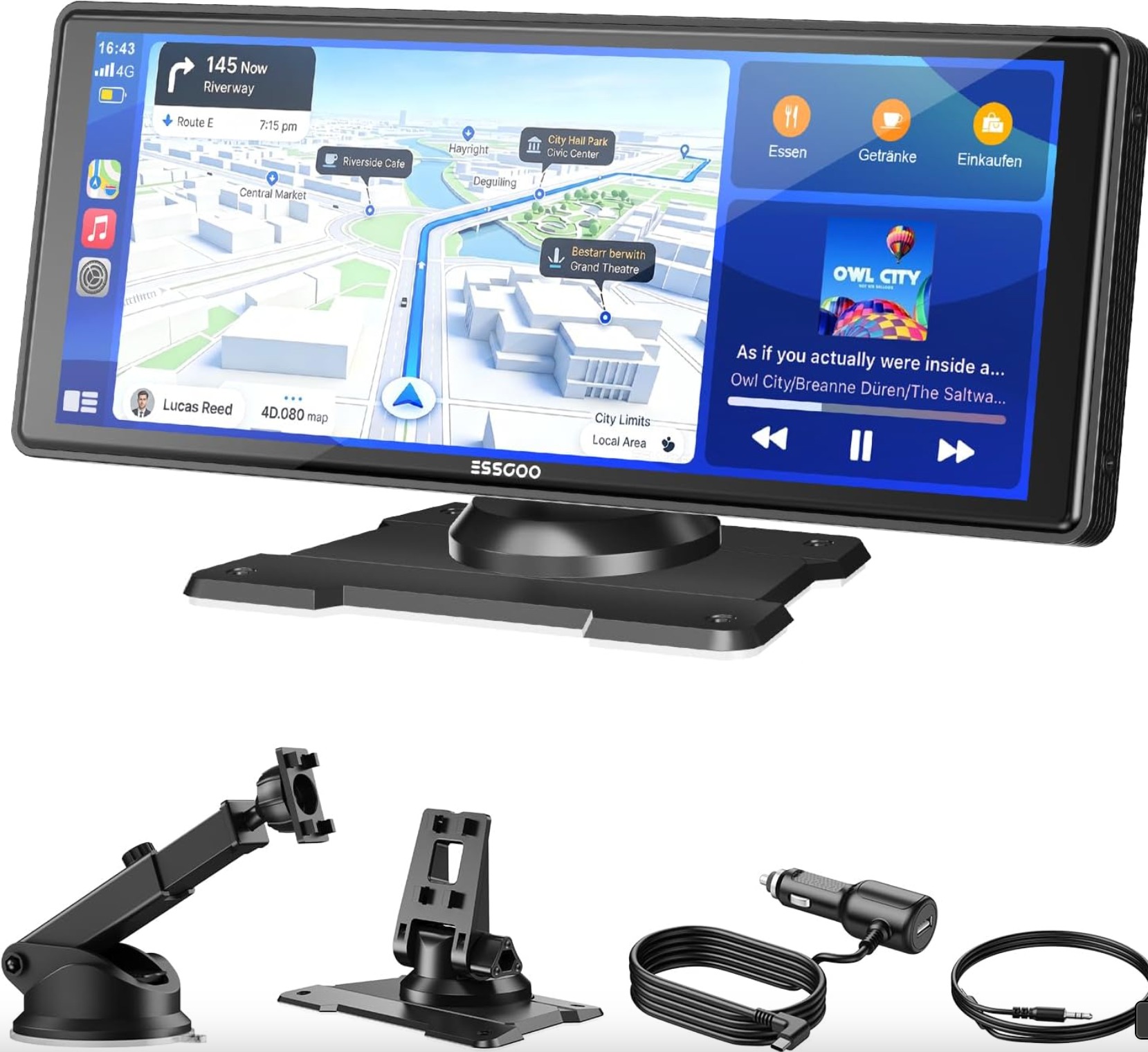 ESSGOO Chytrý displej do auta 10,26", CarPlay, Android Auto