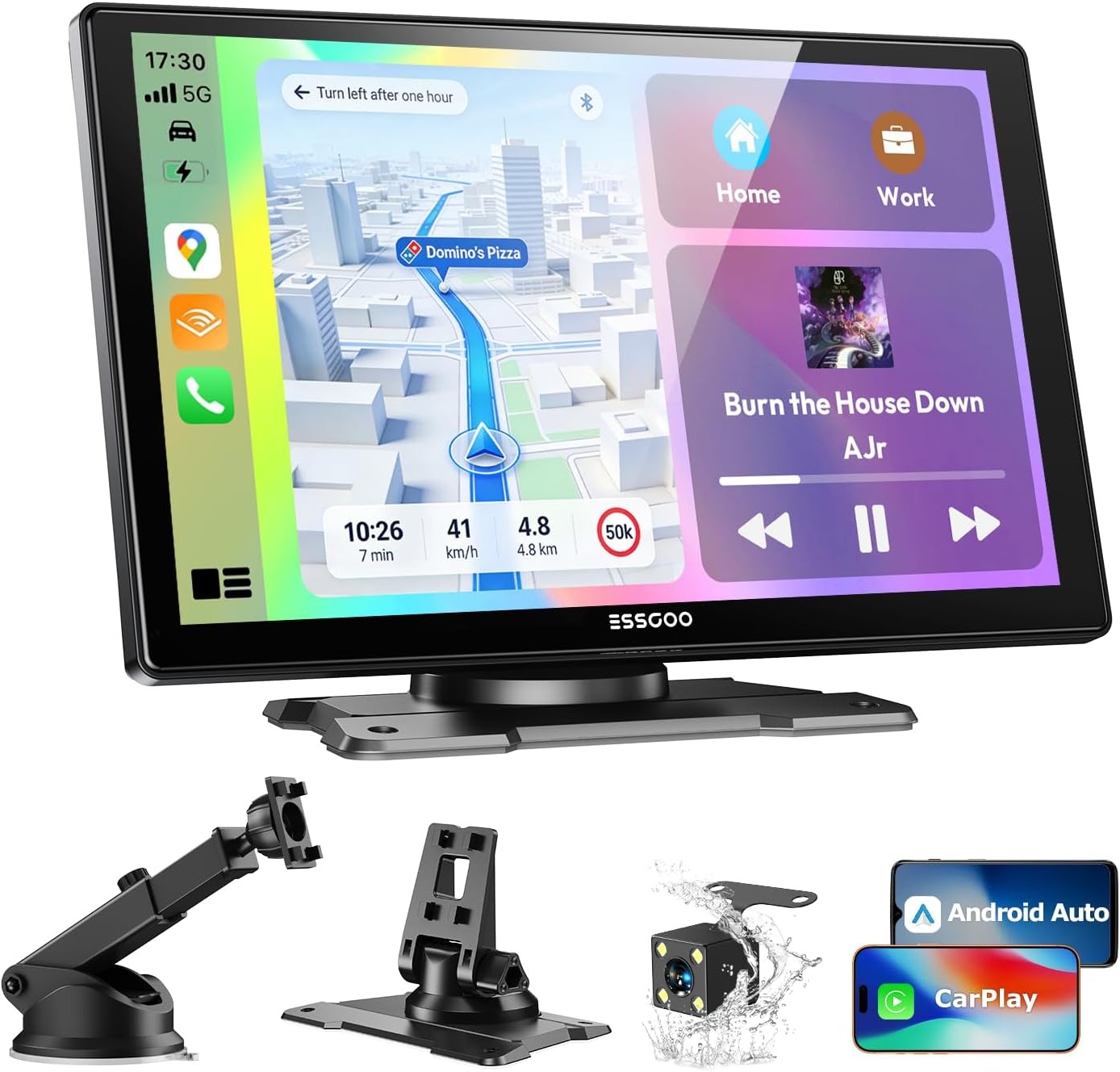 ESSGOO Chytrý displej do auta 9", CarPlay, Android Auto, zadní kamera