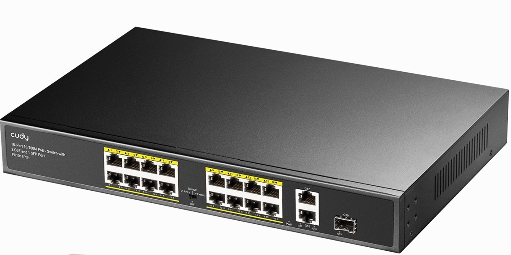 CUDY 16-Port 10/100M PoE+ Switch s gigabitovým uplinkem