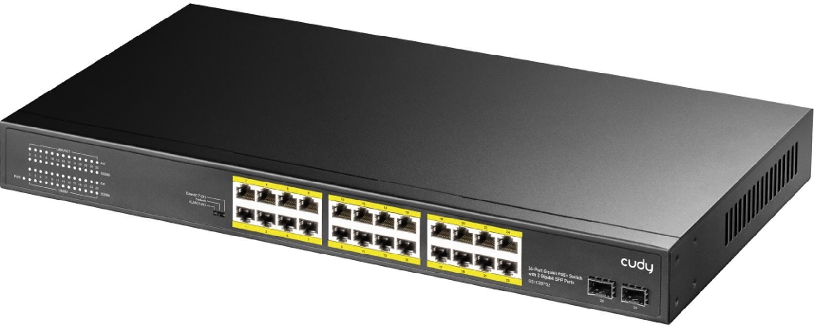 CUDY 24-Port Gigabit PoE+ Switch s 2 SFP porty