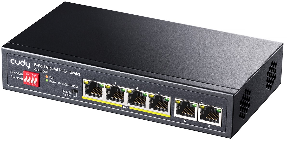 CUDY 6-Port Gigabit PoE+ Switch, 65W