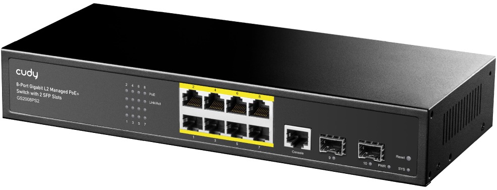 CUDY 8-Port Layer 2 Managed Gigabit PoE+ Switch s 120W výkonem