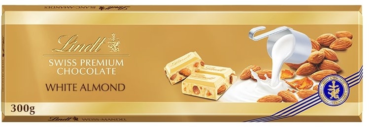 LINDT Gold Tablet Švýcarská Bílá Čokoláda S Mandlemi 300 g