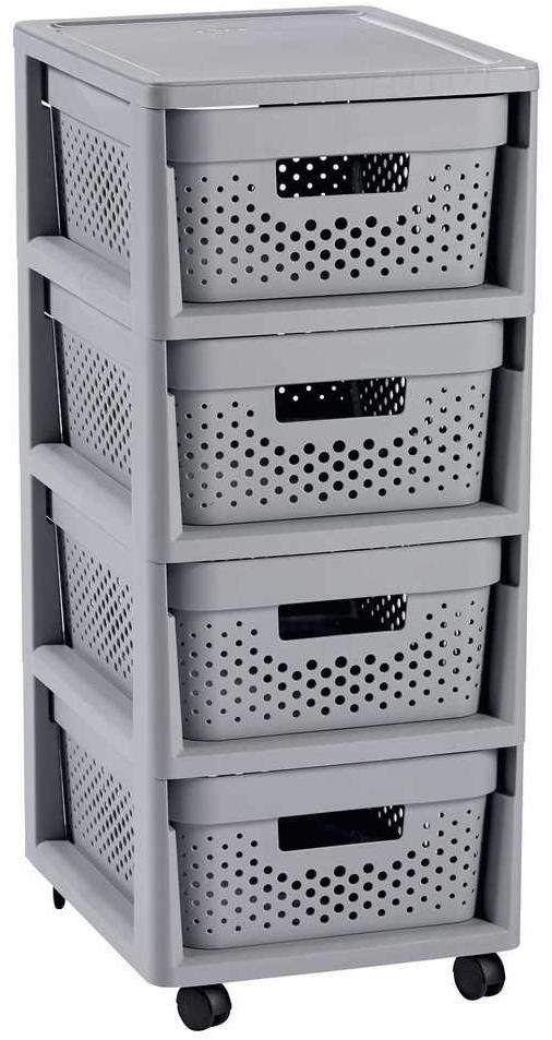 Curver Infinity Dots regál se šuplíky 4 × 11 l, šedý