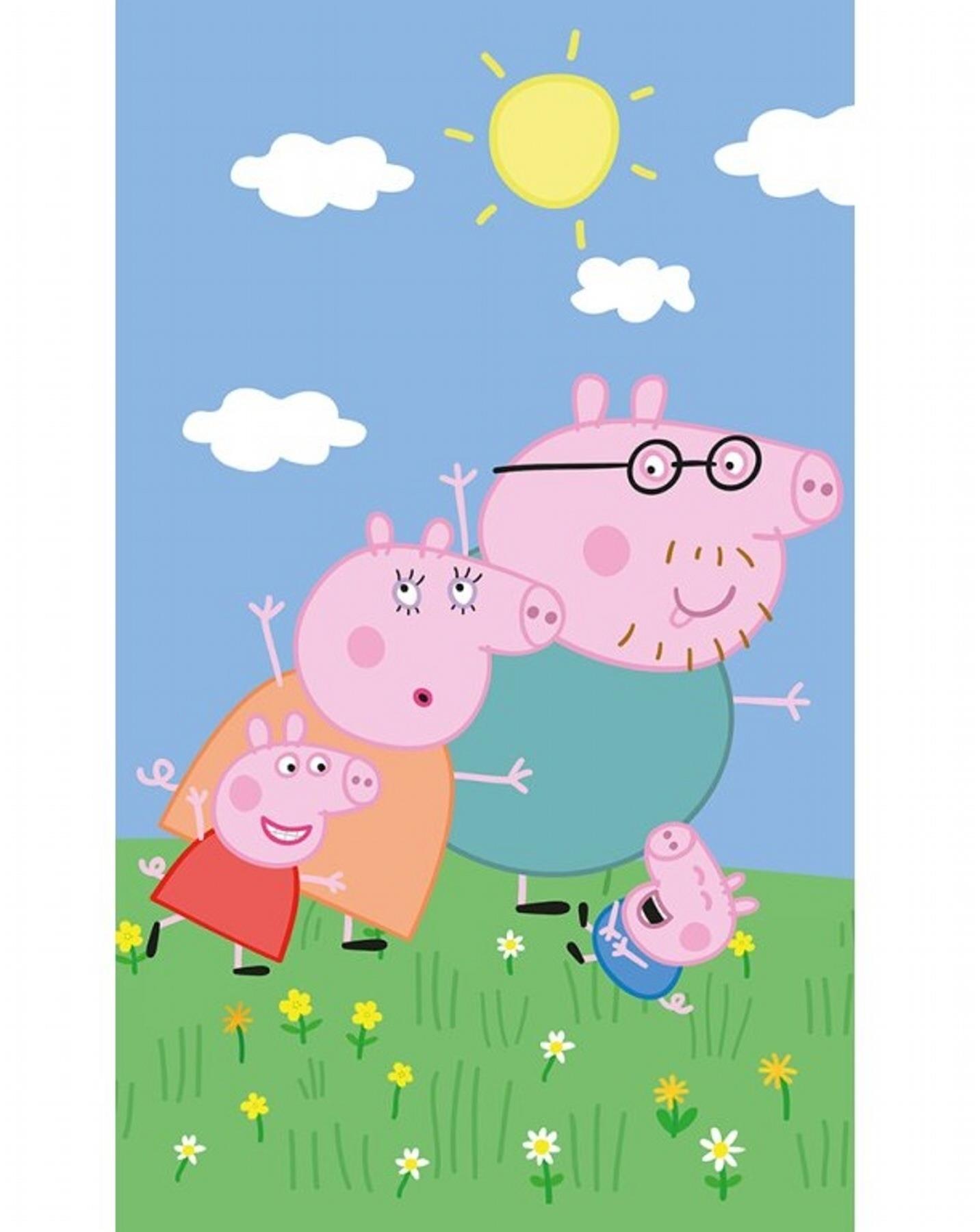 Carbotex Dětský ručník Prasátko Pepina s rodinkou, 30 × 50 cm