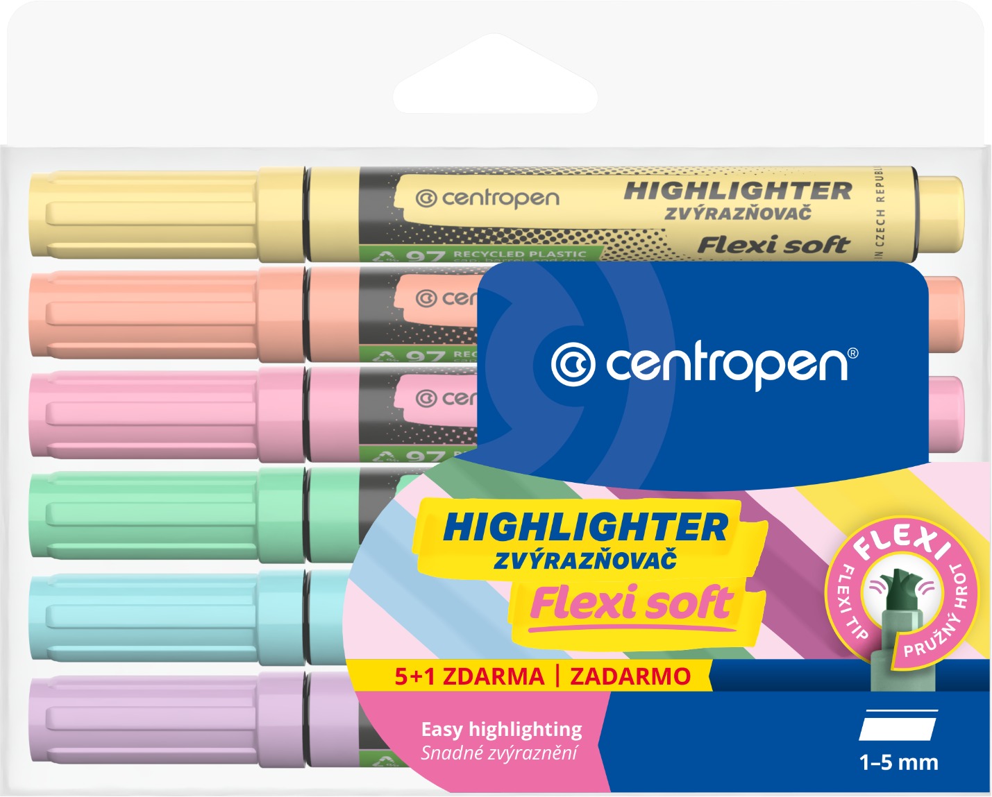 CENTROPEN zvýrazňovač 8542 flexi soft 6 ks
