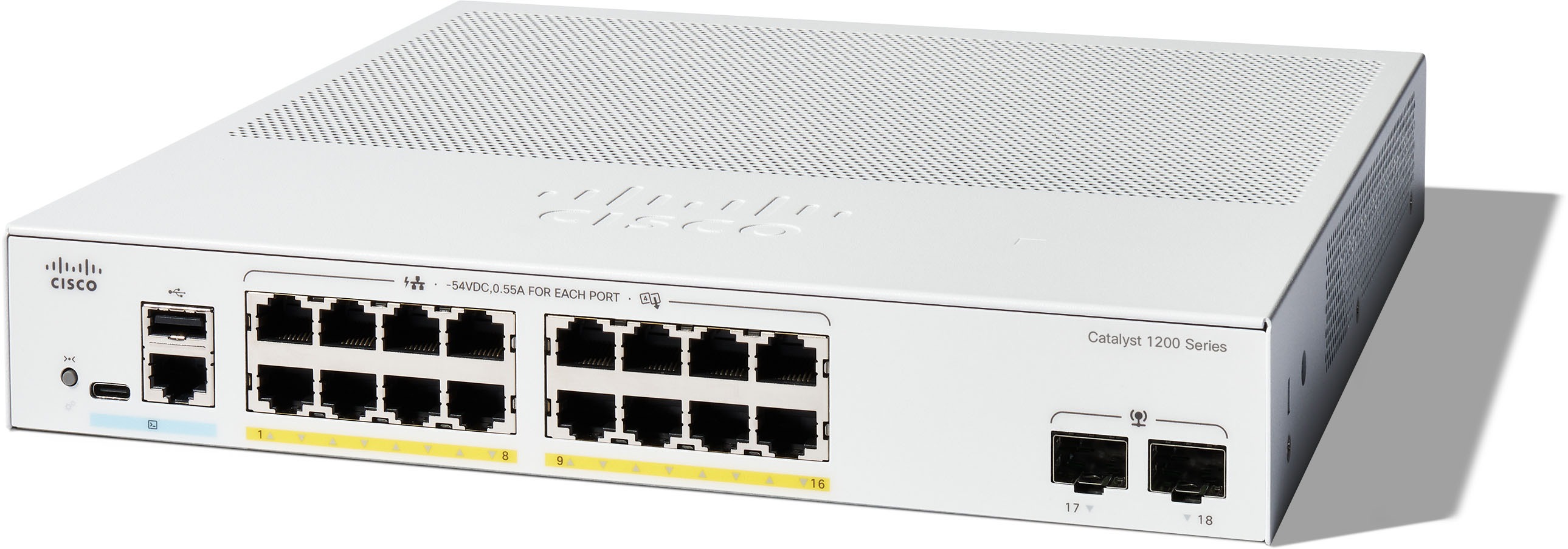 Cisco Catalyst C1200-16P-2G switch s 16 porty a 2 gigabitovými uplinky