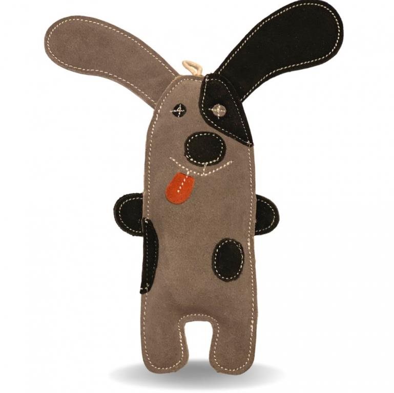 PafDog Pejsek Willy z kůže a juty černo-šedý - 32 cm