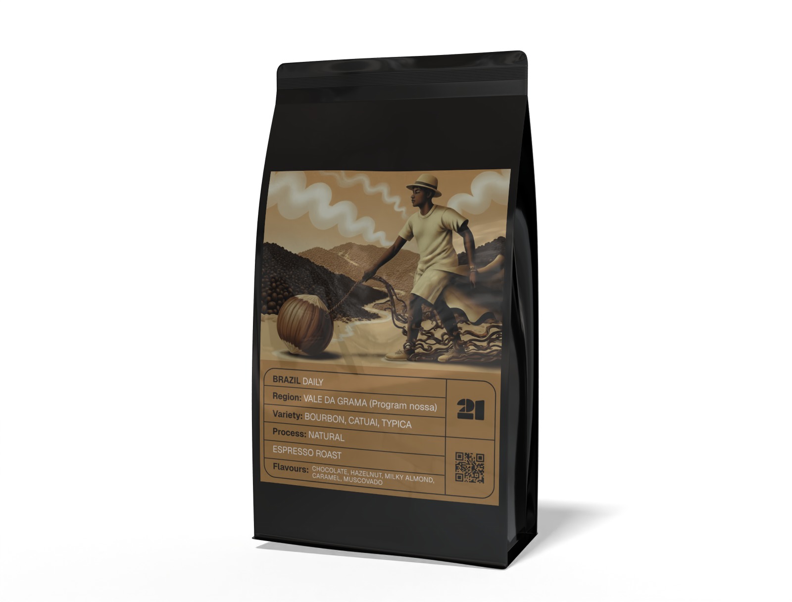 21 Coffee Brazil Daily, Bourbon, Catuai, Typica/Natural, 1 kg