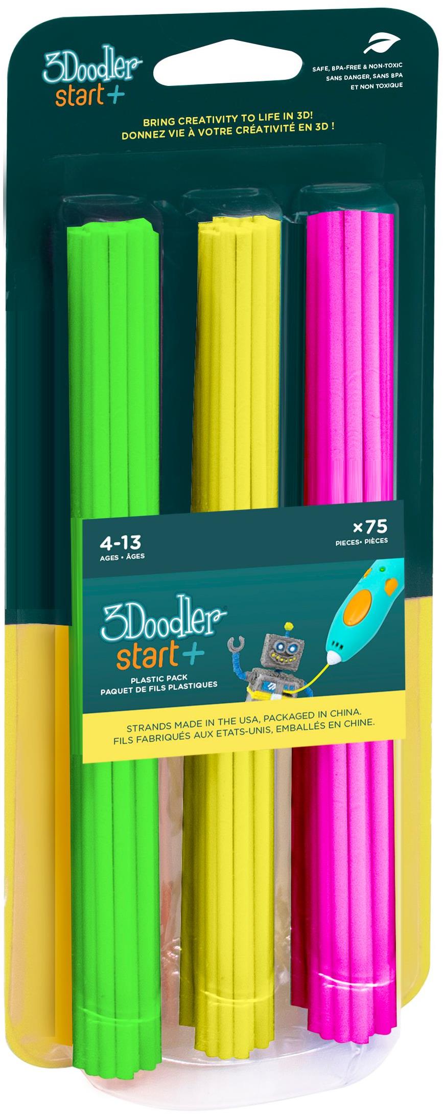 3Doodler náplň ECO-PCL pro 3D pero Start+ 75ks - neon (zelená, žlutá, růžová)