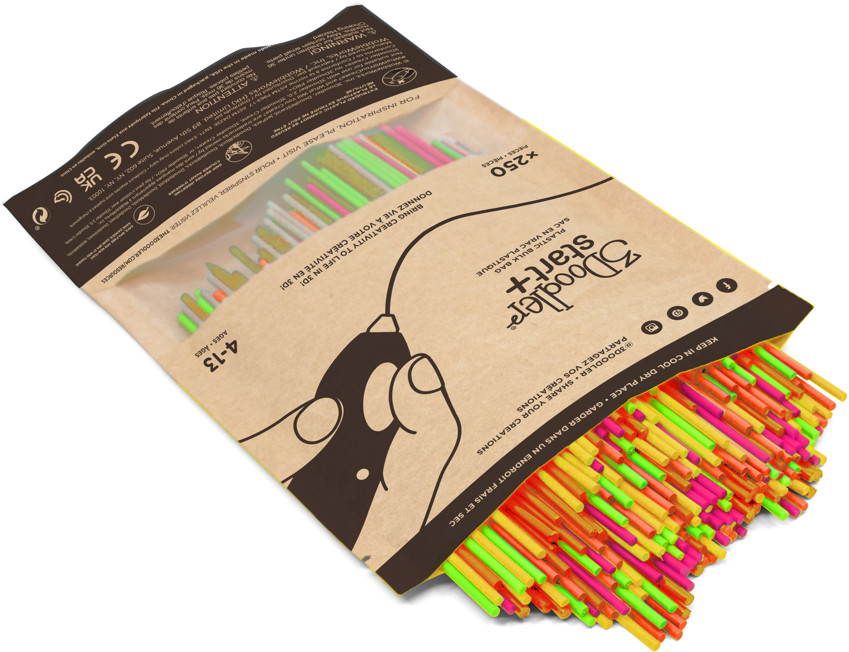 3Doodler náplň ECO-PCL pro 3D pero Start+ 250ks - neon