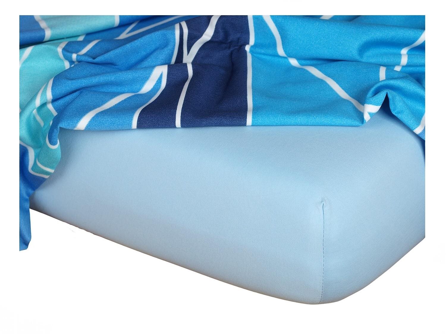DADKA VRACOV Jersey prostěradlo světle modré, rozměr 90 × 200 × 20 cm