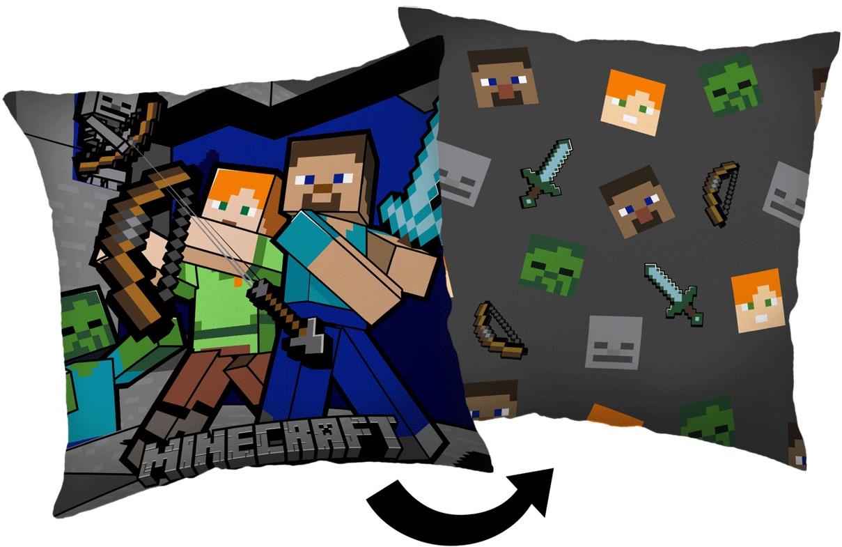 Jerry Fabrics Polštářek Minecraft Survival Mode, 40 × 40 cm