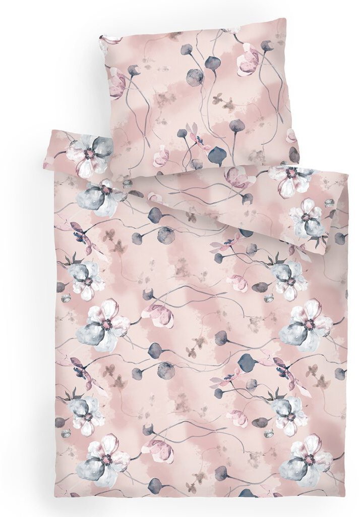Dadka Povlečení krep 140 × 200 cm, 70 × 90 cm, Bloom elegance pudrové