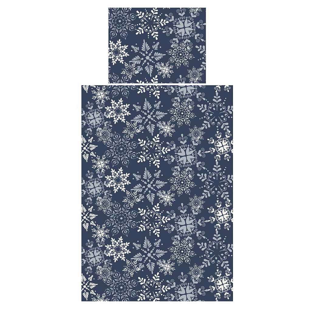 Dadka Povlečení bavlna Snowflakes tmavě modré 140 × 200 cm, 70 × 90 cm