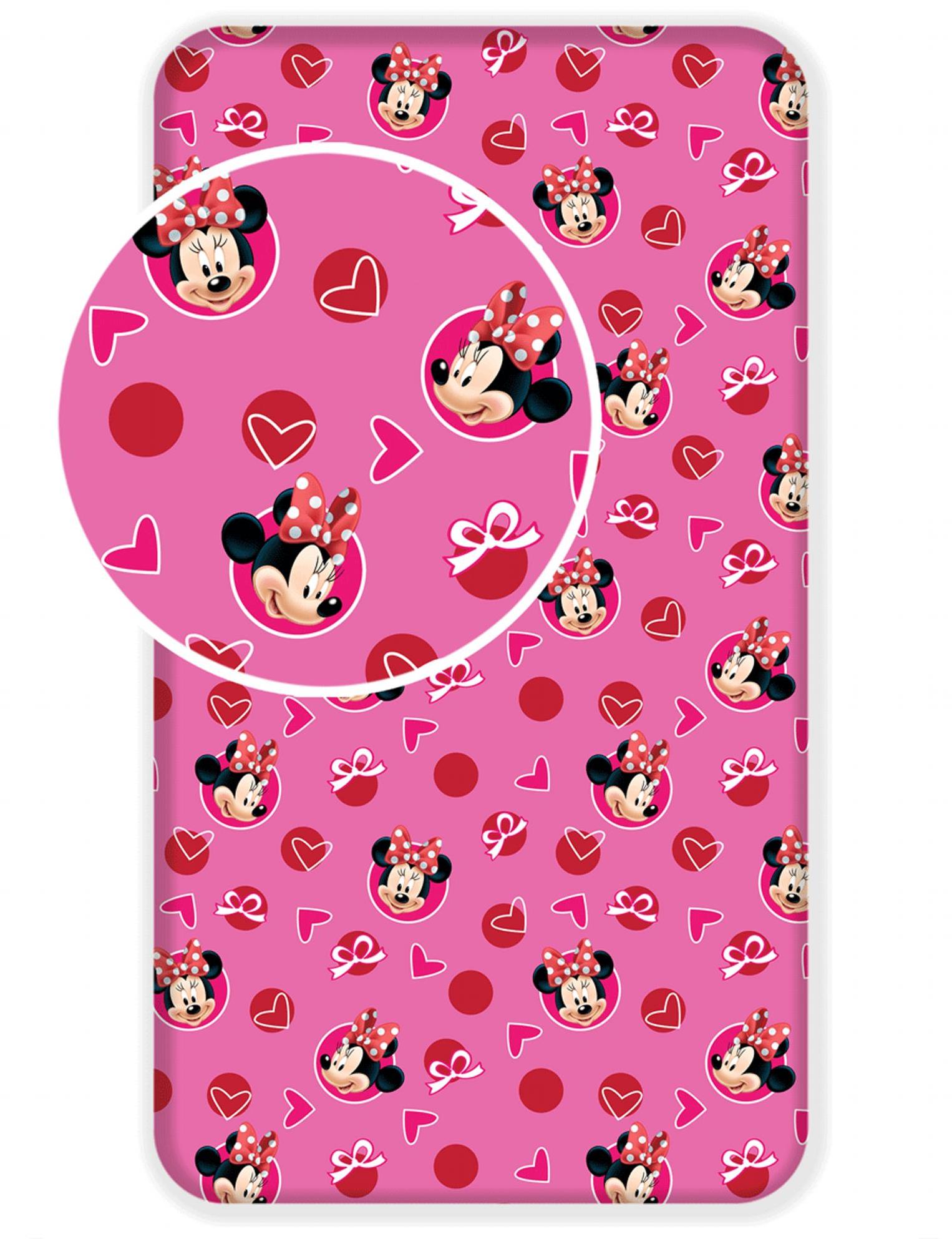 Jerry Fabrics Prostěradlo Minnie Hearts 02 90 × 200 × 25 cm