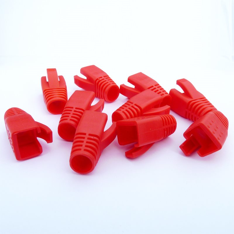 Datacom Návlek pro plug RJ45 (CAT6A,CAT7) červený (10ks)