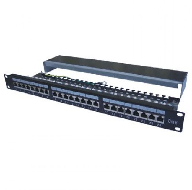 Datacom Patch panel 19" STP 24 port CAT6A LSA 1U BK