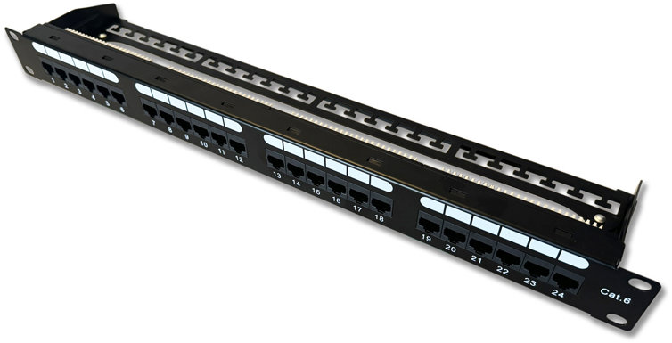 Datacom Patch panel 19" UTP 24 port CAT6 DUAL 1U BK