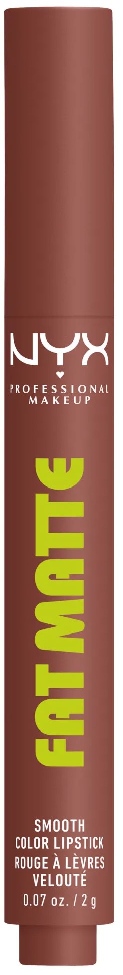 NYX PROFESSIONAL MAKEUP Fat Matte Smooth Color Lipstick 08 Toasty Taupe, 2 g