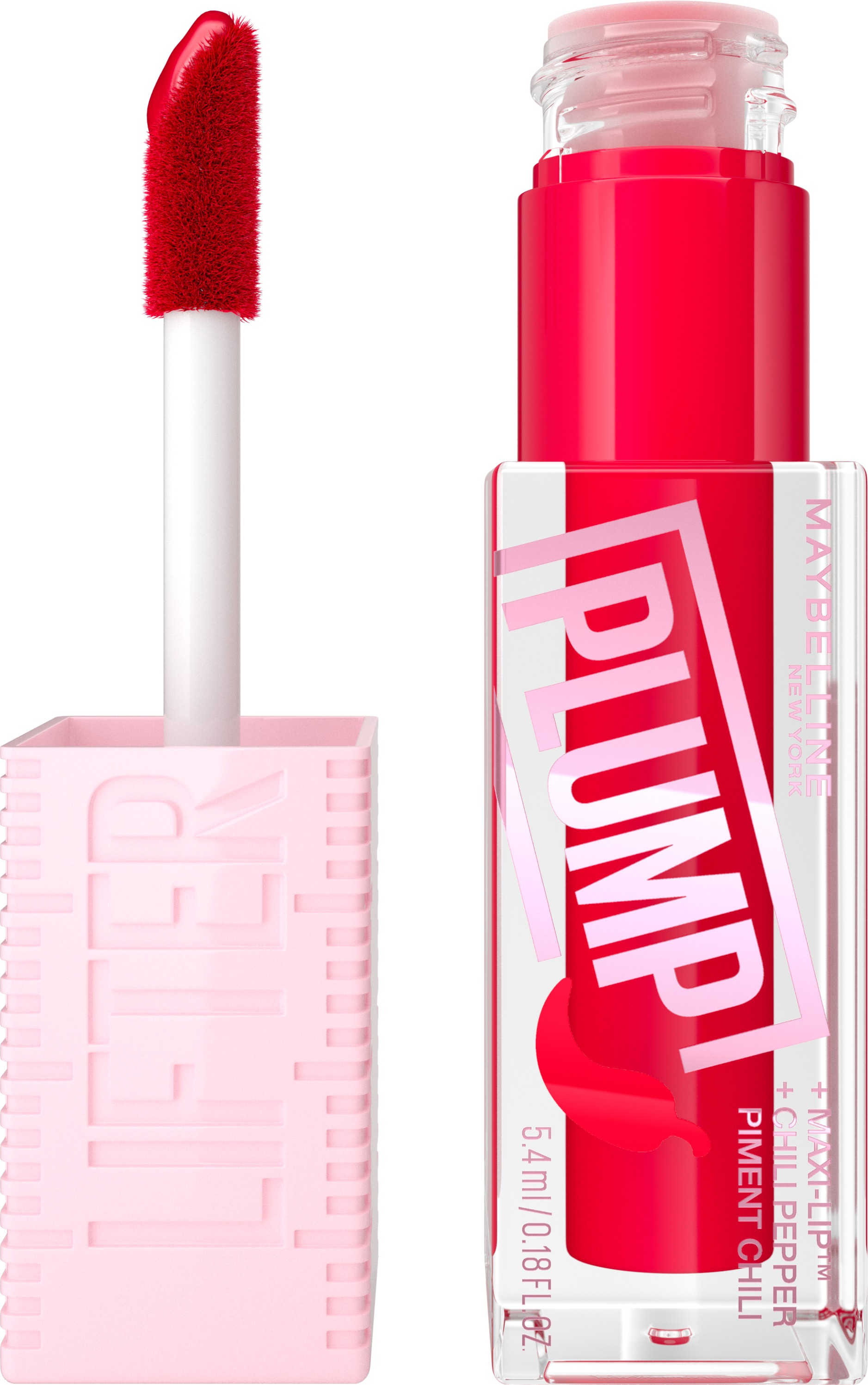 MAYBELLINE NEW YORK Lifter Plump 004 Red Flag lesk na rty, 5,4 ml