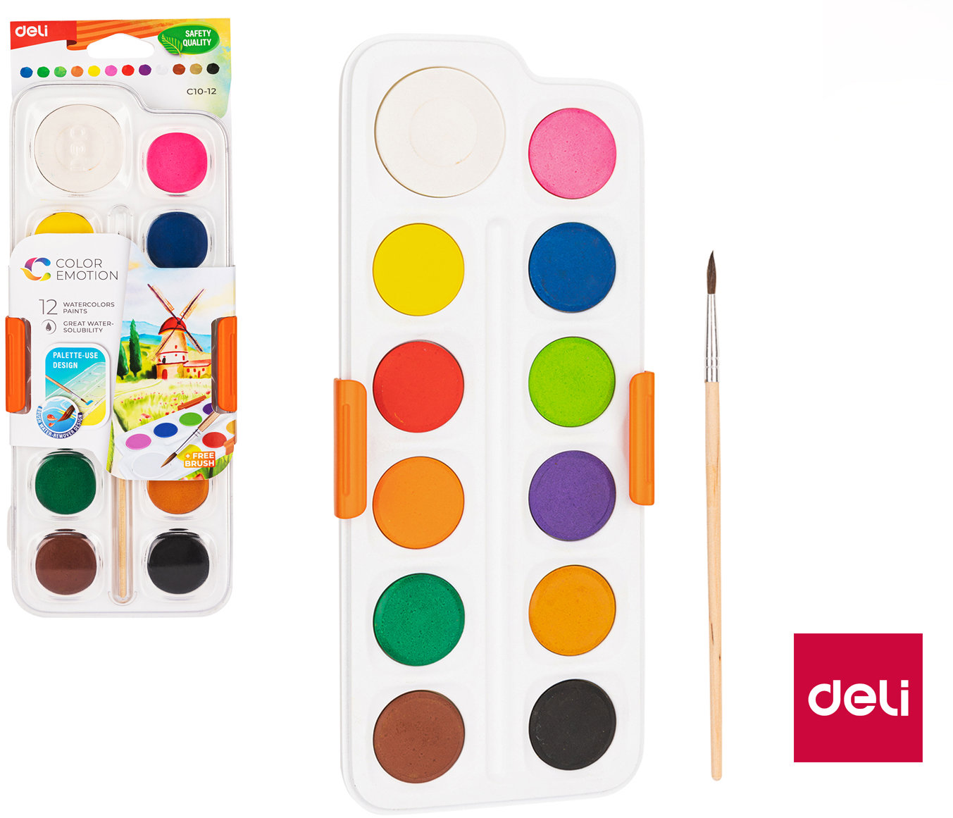DELÍ 12 barev 28 mm + štětec - ideální nástroj pro vaše výtvarné projekty.