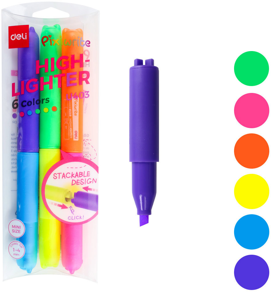 DELI EU403 mini neon - sada 6 barev