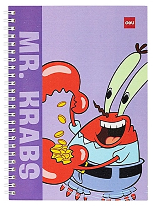 DELI SPONGEBOB spirálový A5 linkovaný, 60 listů, Mr. Krabs