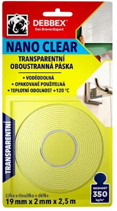 Oboustranná páska NANO CLEAR 19mm x 2mm x 2,5m od Den Braven