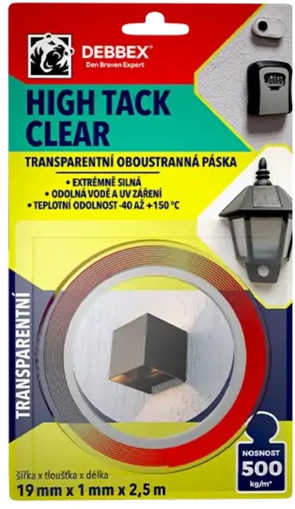 Den Braven Oboustranná páska HIGH TACK CLEAR 19mmx1mmx2,5m