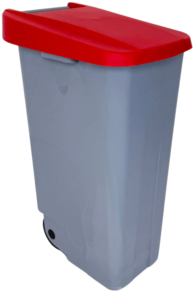 Denox Odpadkový koš RECICLO na tříděný odpad 110 l, červené víko, plastový s kolečky