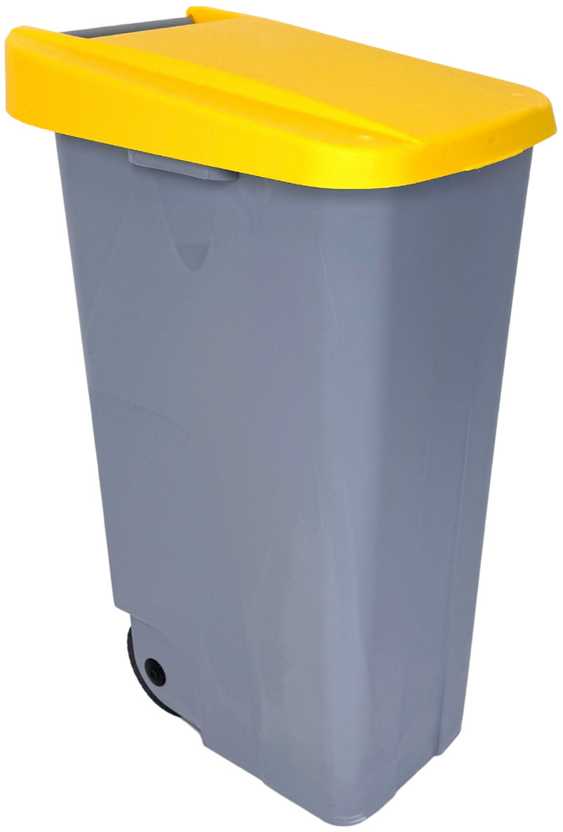 Denox Odpadkový koš RECICLO na tříděný odpad 110 l, žluté víko, plastový s kolečky