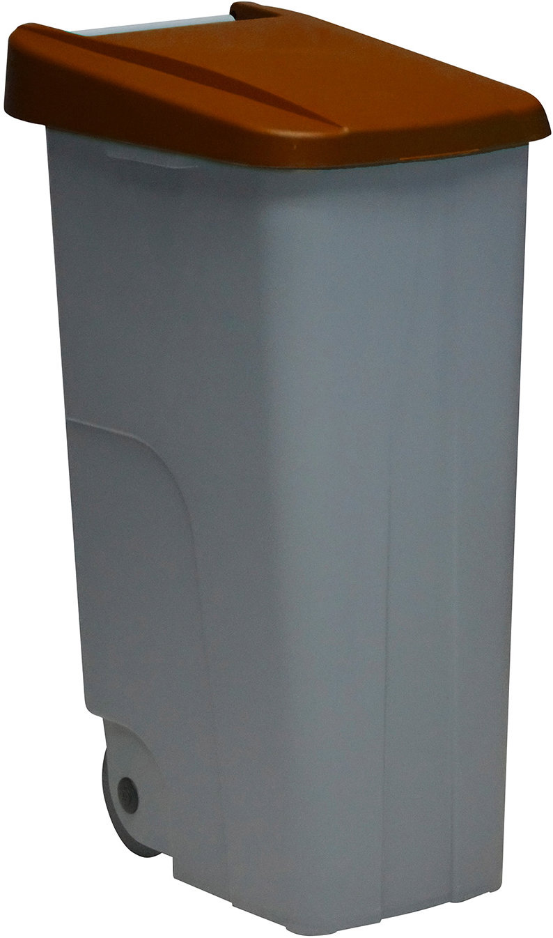 Denox Odpadkový koš RECICLO na tříděný odpad 110 l, hnědé víko, plastový s kolečky