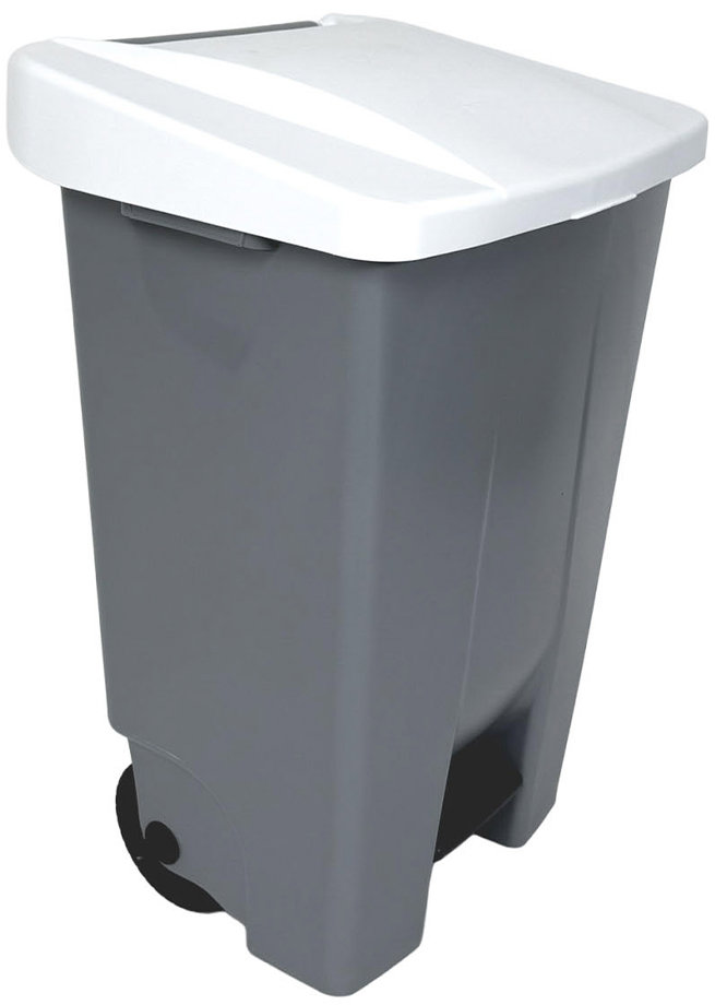 Denox Nášlapný odpadkový koš GASTRO 120 l, bílé víko, plastový s kolečky