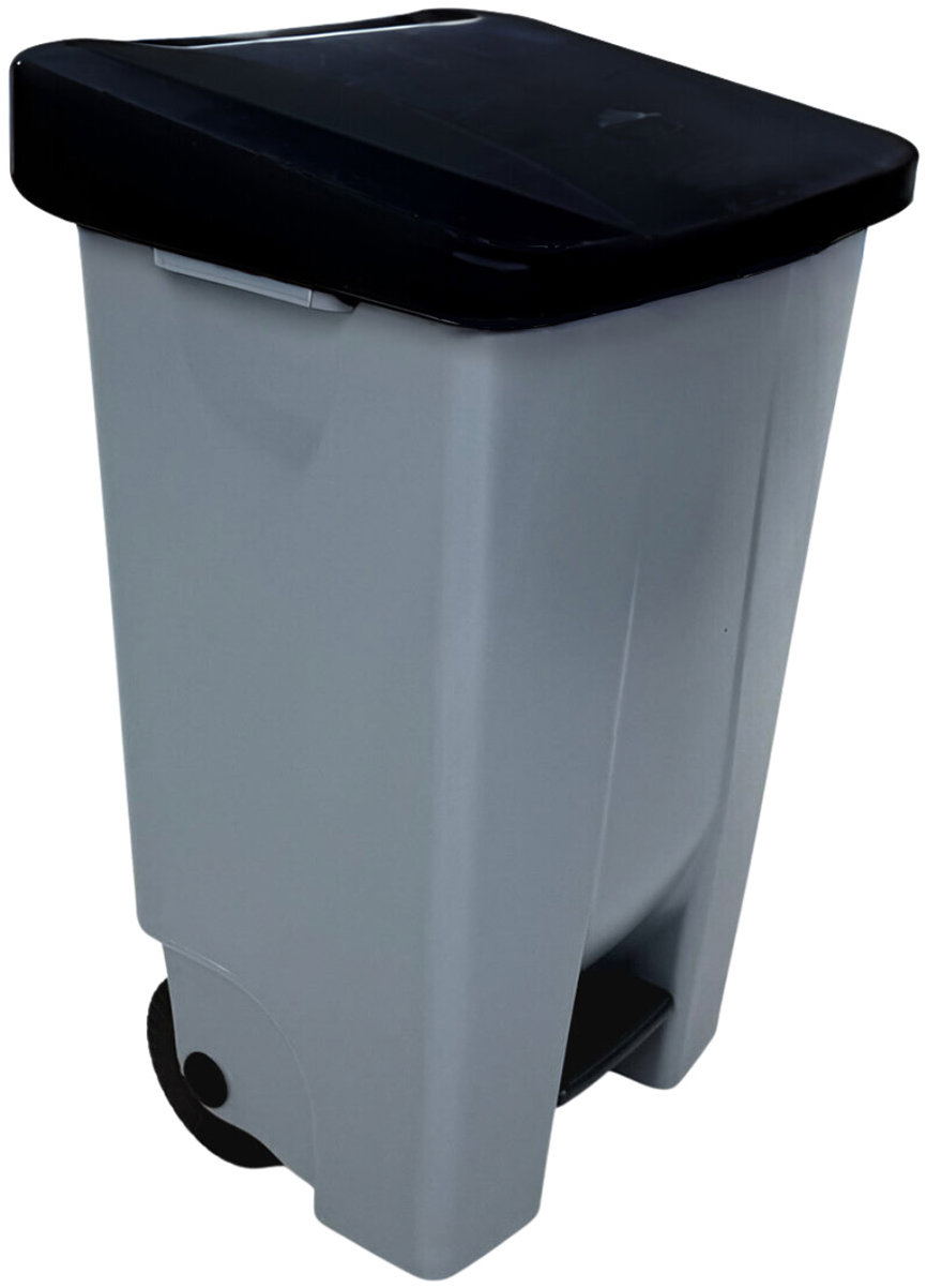 Denox Nášlapný odpadkový koš na tříděný odpad 120 l, černé víko, plastový s kolečky