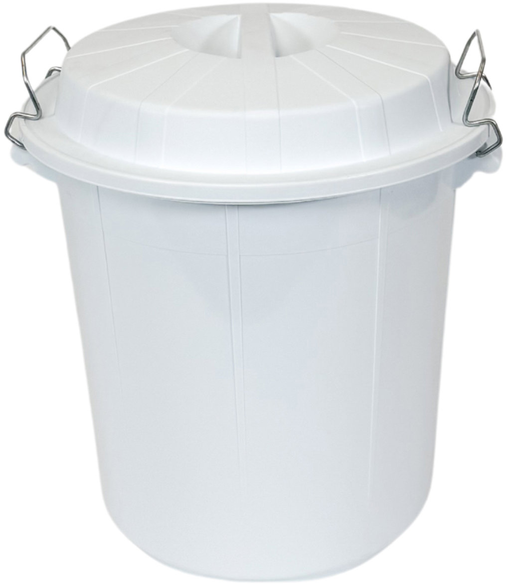 Denox Nádoba na odpad s víkem INDUSTRIAL, 50 l gastro, uzavírání, bílý, pevný plast
