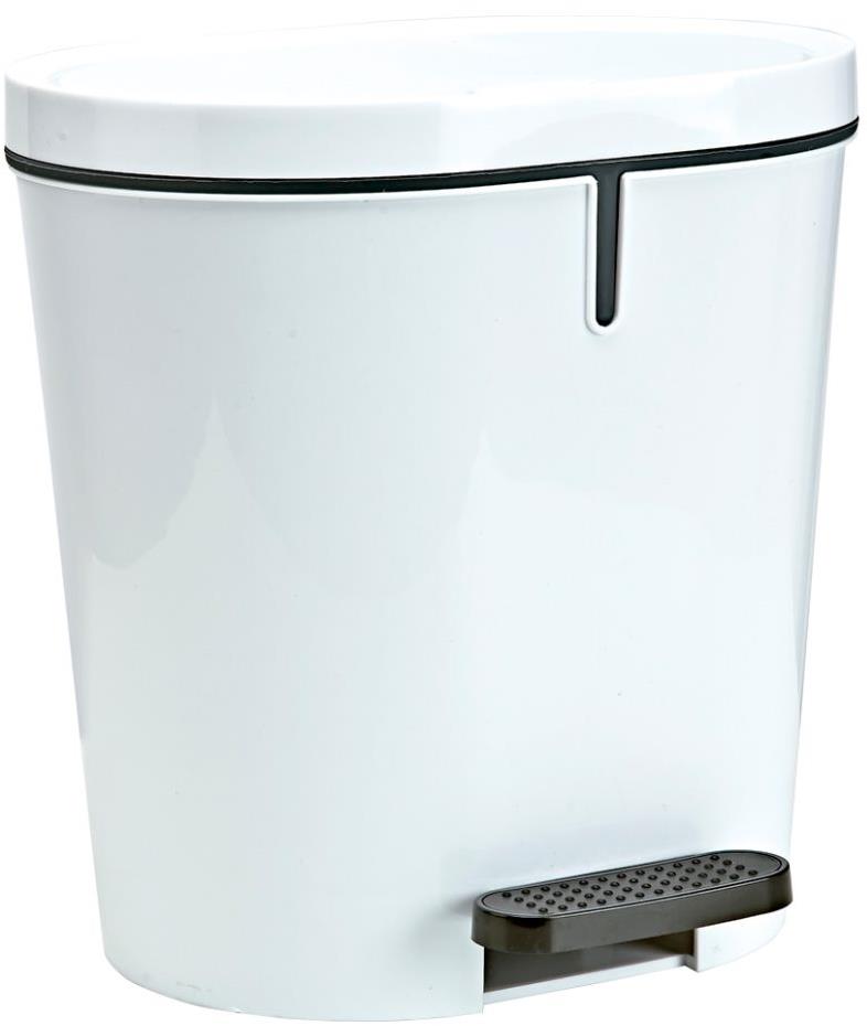 Denox Oval pedálový odpadkový koš 8 l, plast, bílý